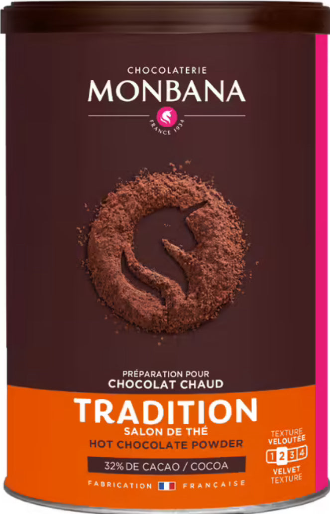 Poudre Chocolat Chaud Tradition Salon de Thé 32% Cacao - Vrac 250 g - MONBANA