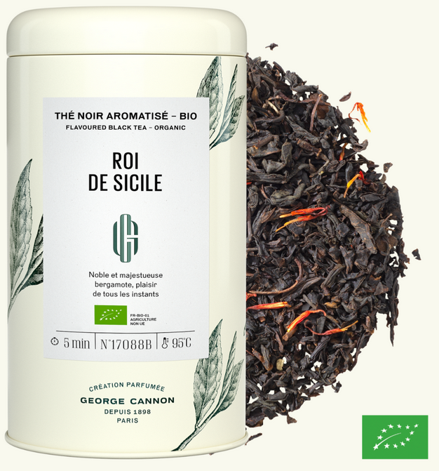 ROI DE SICILE, Earl Grey - Thé noir aromatisé BIO - Boîte 100g