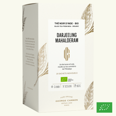 DARJEELING MAHALDERAM - Thé noir d'Inde BIO - Boîte 20 sachets