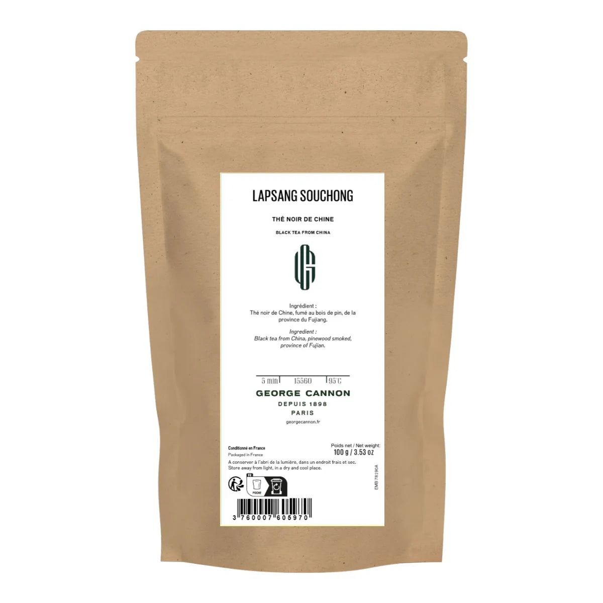Thé noir fumé LAPSANG SOUCHONG -Recharge 100g