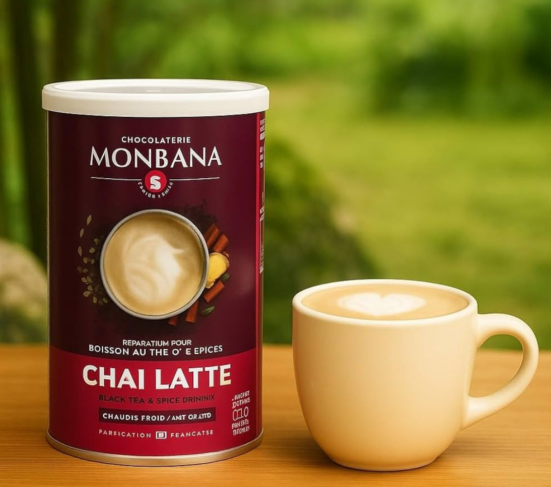 Monbana - Chaï Latte - Boîte de 250 g - Mélange Épicé pour Boisson Chaude ou Froide - Cannelle, Cardamome, Gingembre - Fabriqué en France